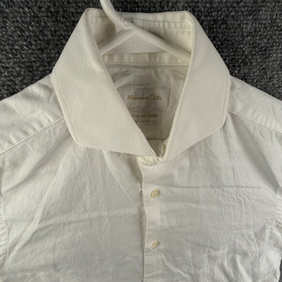 Massimo Dutti White Long Sleeve Button Up Shirt Cutaway Size 15.5 French Cuff - Picture 6 of 16